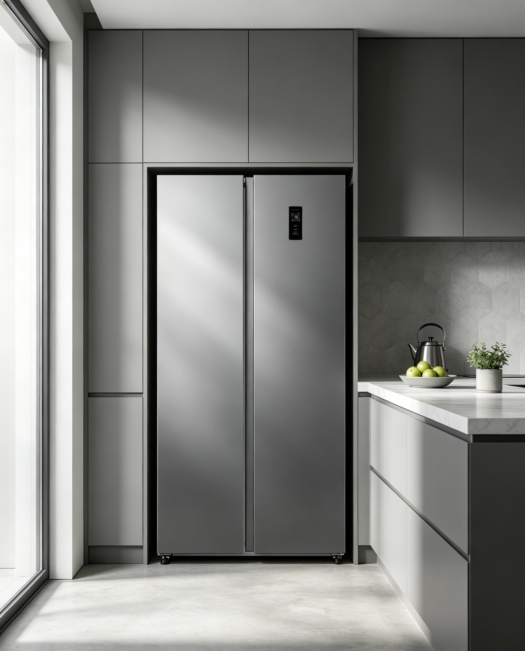 Sonlu CC-520WE 444L Grande capacité de, sans givre, fonctionnement ultra-silencieux à seulement 40 dB, refroidissement rapide et design argent clair[Classe énergétique E]
