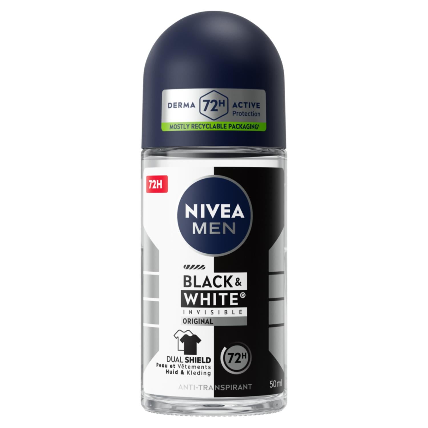 NIVEA MEN Déodorant Aisselles Black & White Original Protection 72h Bille 50ml