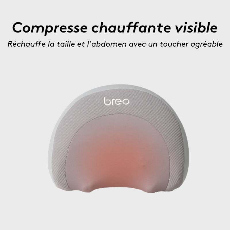 breo P2 Coussin de massage pour nuque et taille, Appareil de massage shiatsu chauffant avec 3 modes, Design ondulé ergonomique pour soutien des épaules et des cervicales