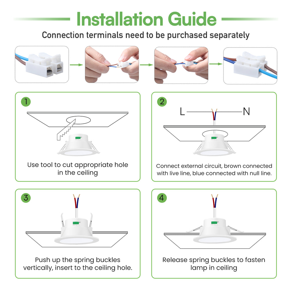 Lot de 6 Spots Encastrables LED Dimmables, 230 V, 10 W, IP65, Blanc Chaud/Neutre/Froid, pour Salle de Bain et Cuisine, Classe Énergétique D