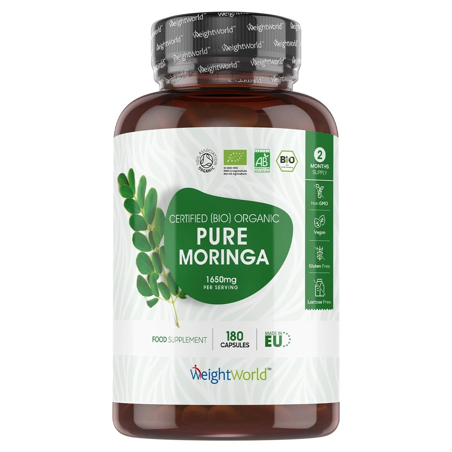 WeightWorld Moringa pure biologique 1650 mg - 180 gélules