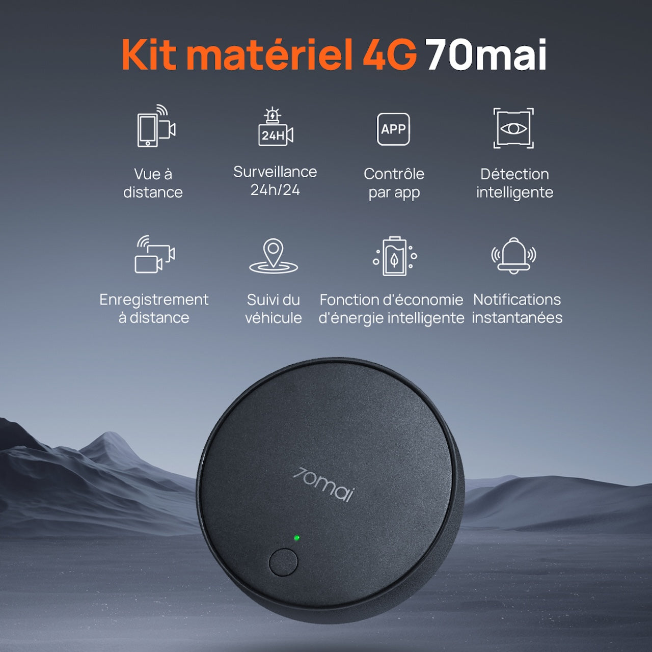 70mai Kit de câblage 4G UP04, Adaptateur d'alimentation type C pour A510, A810, 4K Omni, M800, Accessoire de caméra embarquée pour mode parking 24 h