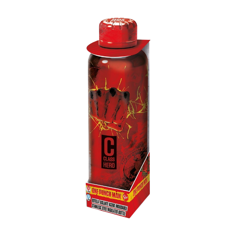 Stor One Punch Man Gourde isotherme en acier inoxydable motif Saitama rouge - 515 ml