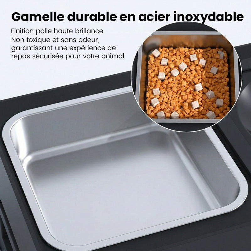 Blinkit 0159-3 Bol à alimentation lente pour animaux de compagnie/Bol surélevé pour chien, bol à alimentation lente + combinaison de bols en acier inoxydable, conception pliable réglable en hauteur à quatre niveaux, convient à l'alimentation et à l'a