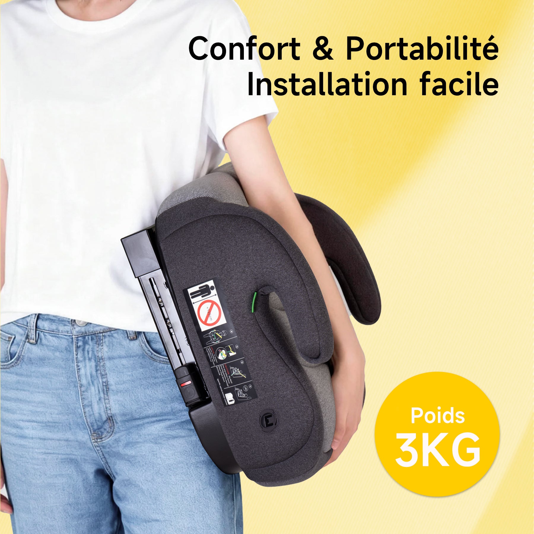 Jovikids OHHO Siège Auto Élévateur Enfant, ISOFIX de 125 à 150 cm (Environ 6 à 12 ans, 15-36 kg), Siège Auto Groupe 2 3, ECE R129, Léger, Élévateur ISOFIX