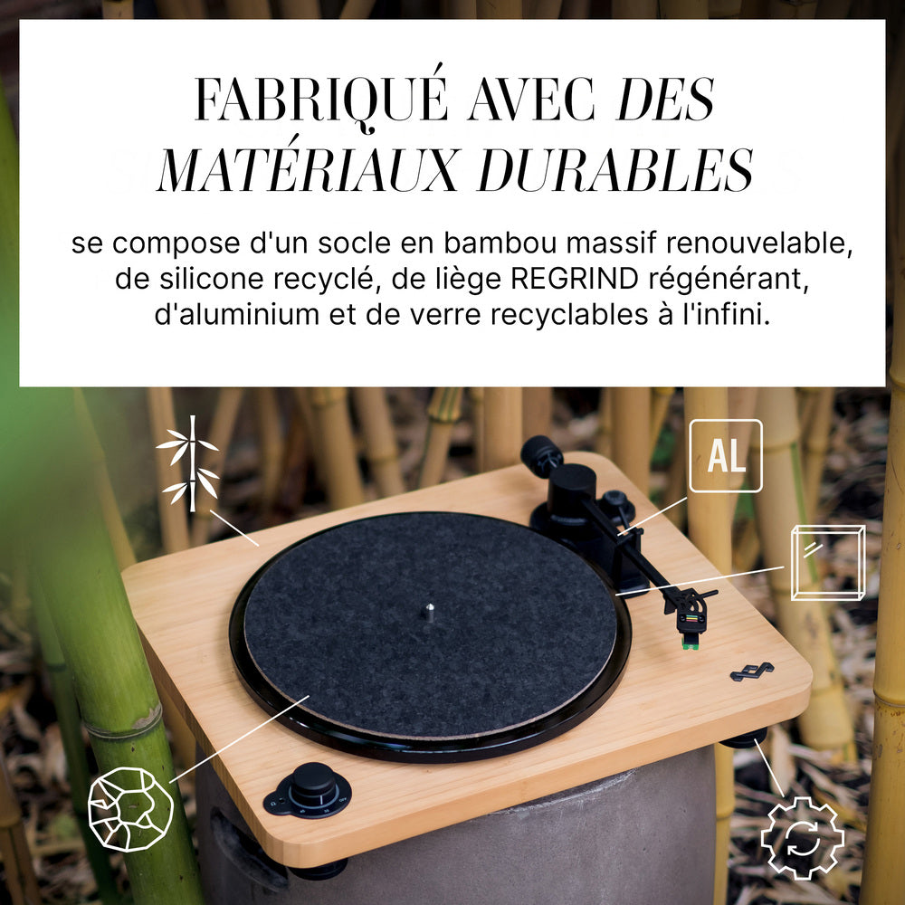 House of Marley Stir It Up Lux Platine vinyle Bluetooth à 2 vitesses - Verre et bambou