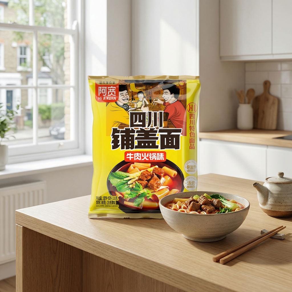 Bai Jia Feuilles de pâtes du Sichuan Saveur Fondue au bœuf 110 g