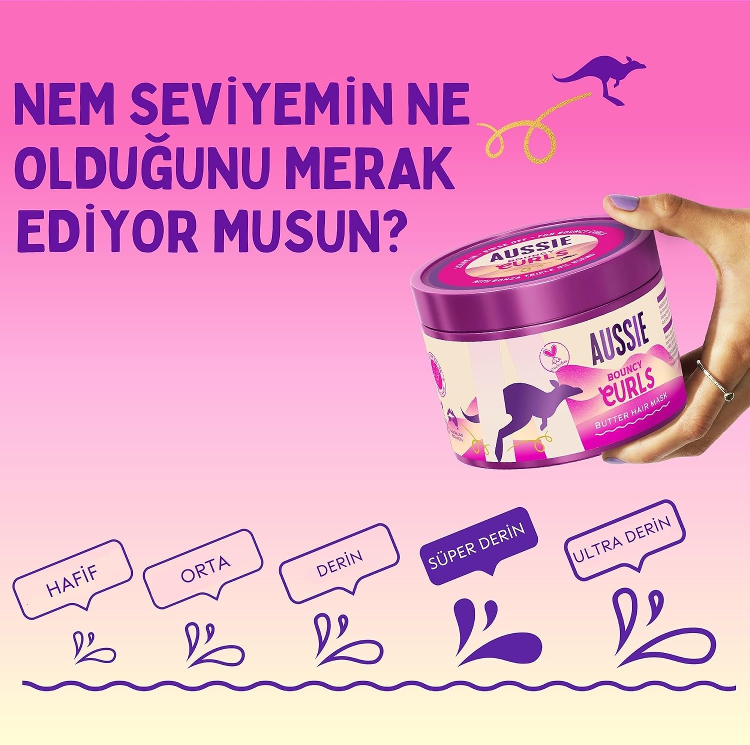 AUSSIE Masque Boucles Rebondies pour Cheveux Bouclés - 500 ml