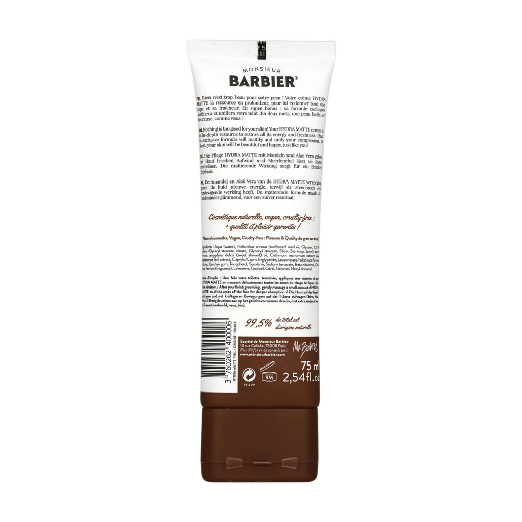 Monsieur Barbier Crème hydratante pour le visage Hydra Matte pour hommes - 75 ml