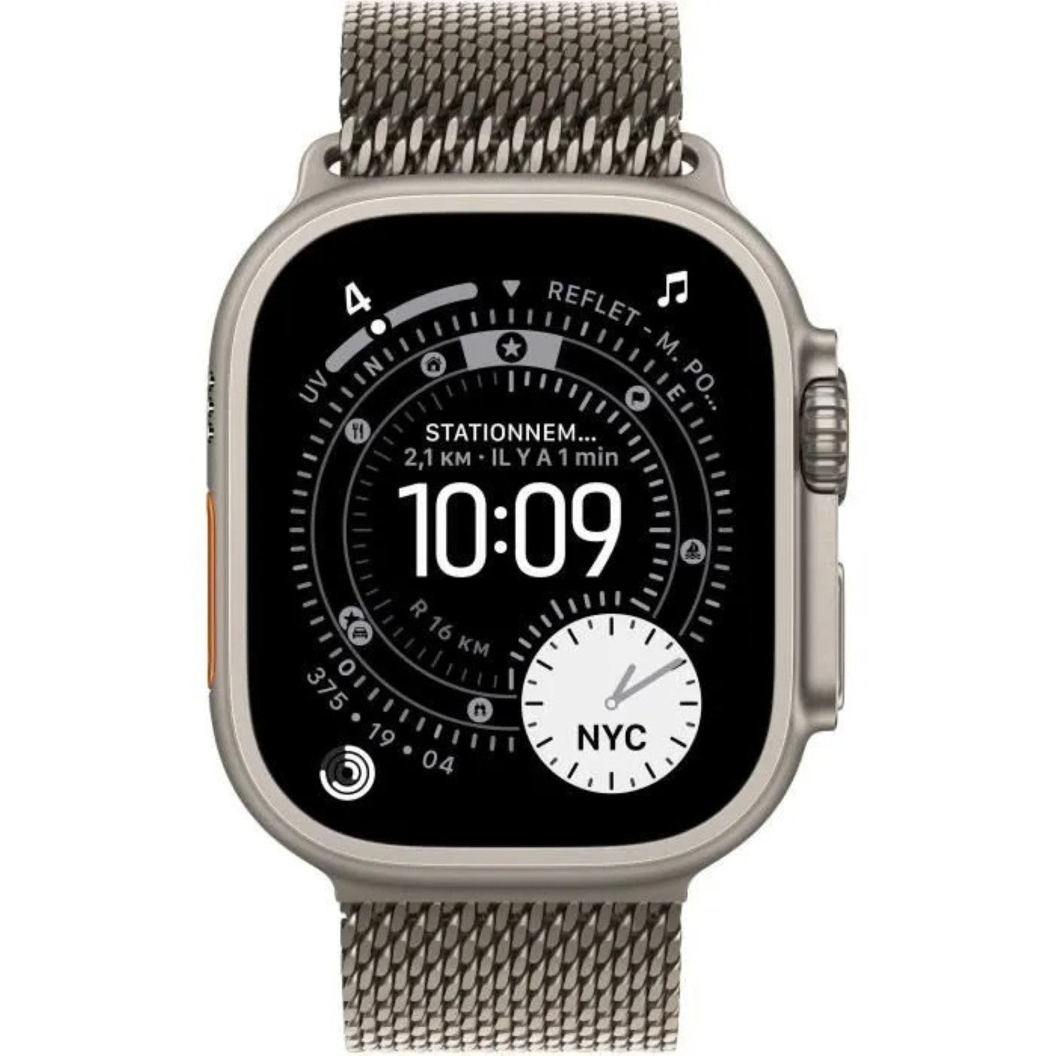Apple Watch Ultra 3 GPS + Cellular 49 mm avec boîtier en titane naturel et bracelet Milanais en titane naturel - Petit
