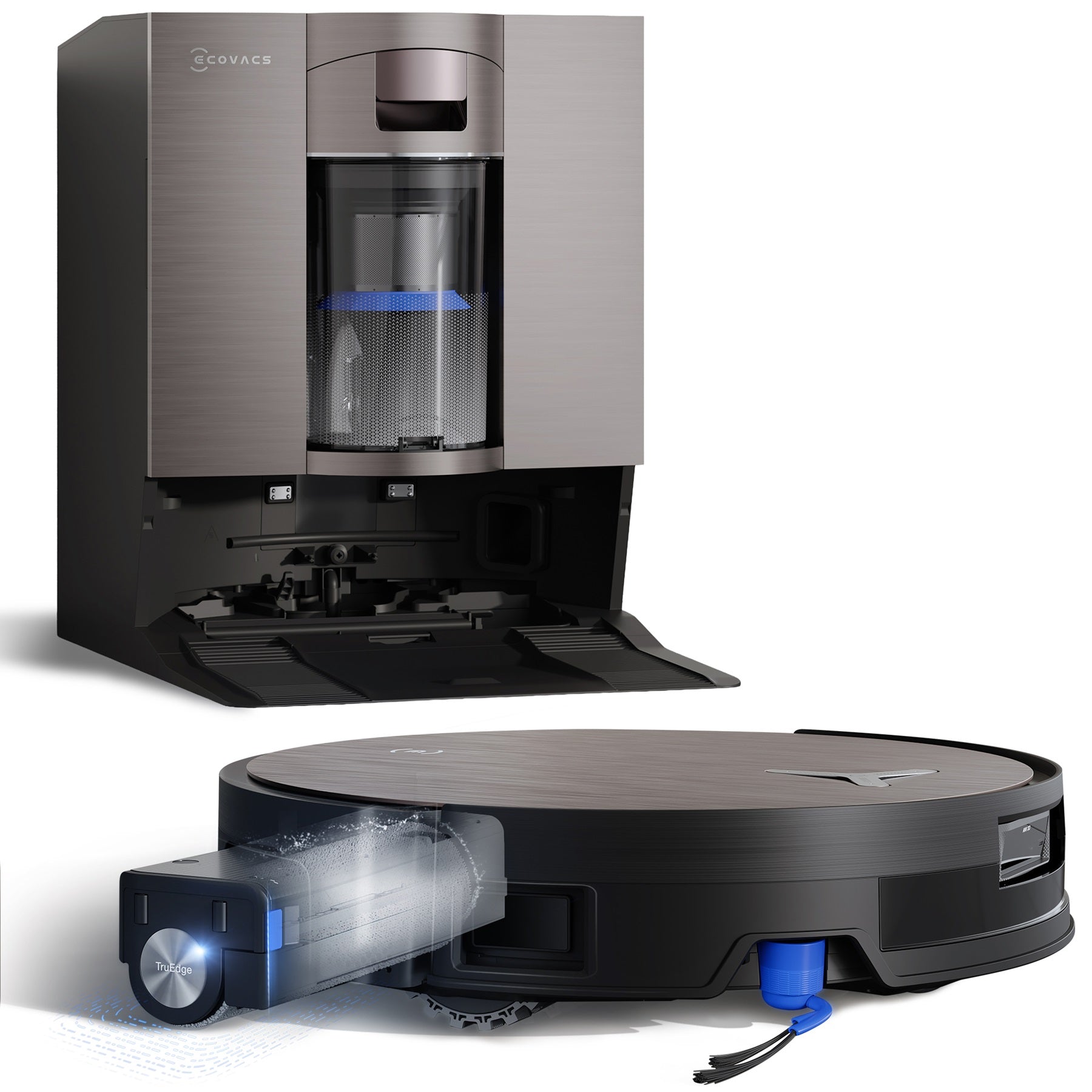 ECOVACS X11 Omni Cyclone aspirateur robot, débit et puissance 19 500 Pa, PowerBoost ultra-rapide, OZMO Roller 2.0, déclivité maximale 4 cm, PureCyclone 2.0 à vidage automatique