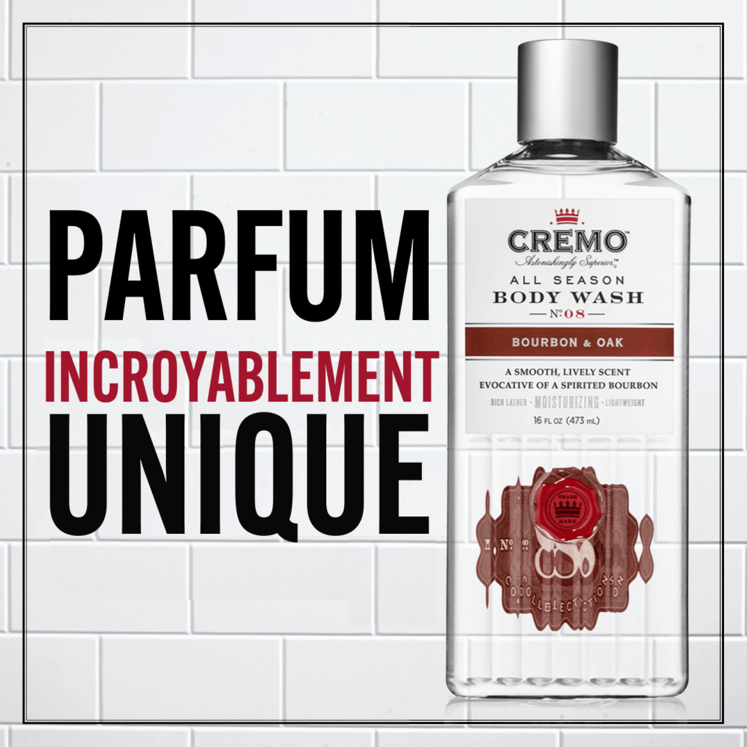 CREMO Bourbon & Oak - Gel Douche - Hydratant & Épicé - 473 ml