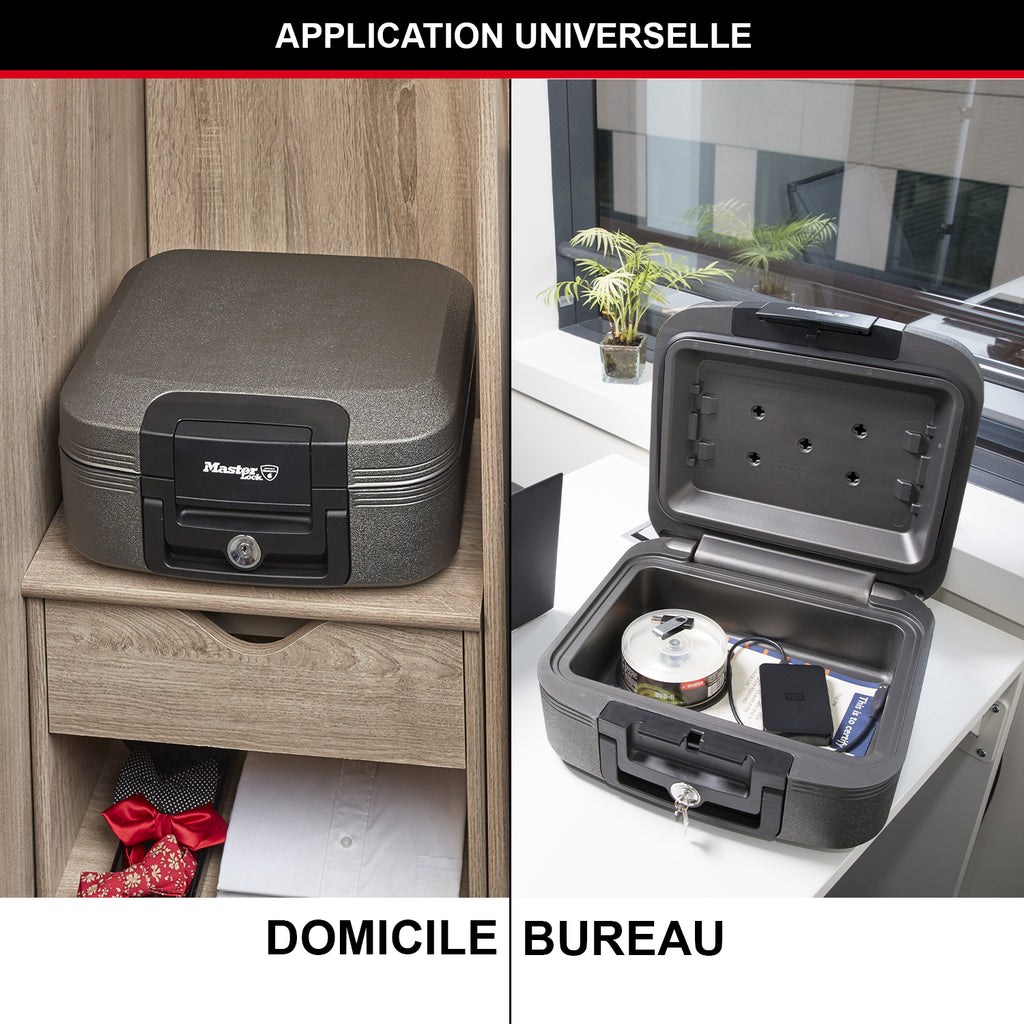 Master Lock Boîte de sécurité certifiée résistante au feu et à l’eau avec clé, 7,8 L, 391 x 168 x 363 mm