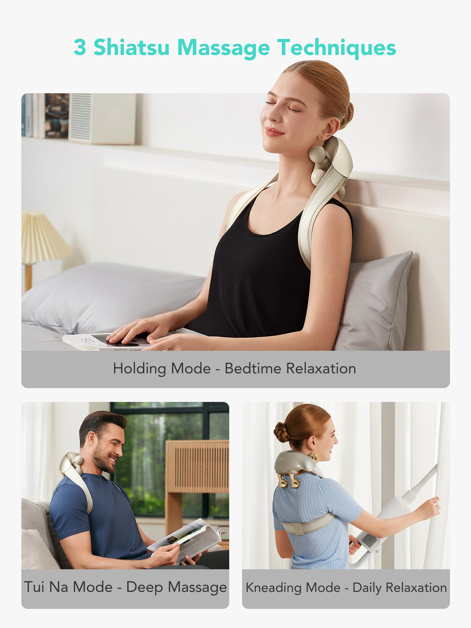 SKG H7 Ultra Appareil de massage pour le cou et les épaules avec massage par pétrissage rotatif et moxibustion à lumière rouge. Soulagement des douleurs cervicales Cadeau pour l'être aimé