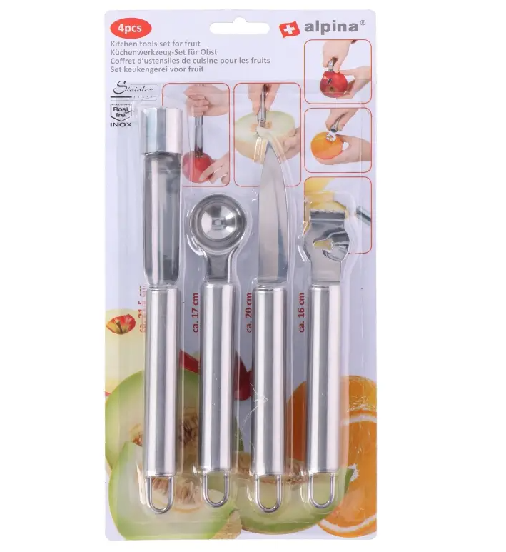 Alpina Kit d'outils pour fruits, 4 pièces, inox