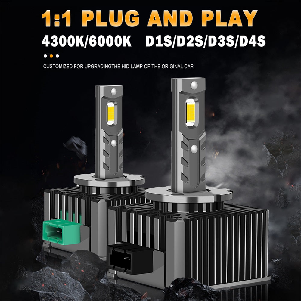 Bullvision Ampoules LED D4S/R D1S/R D3S/R D2S/R 110 W 21000 lm 6000 K blanc froid, Refroidissement par ventilateur, Sans erreur bus CAN, Ampoules antibrouillard, Lot de 2