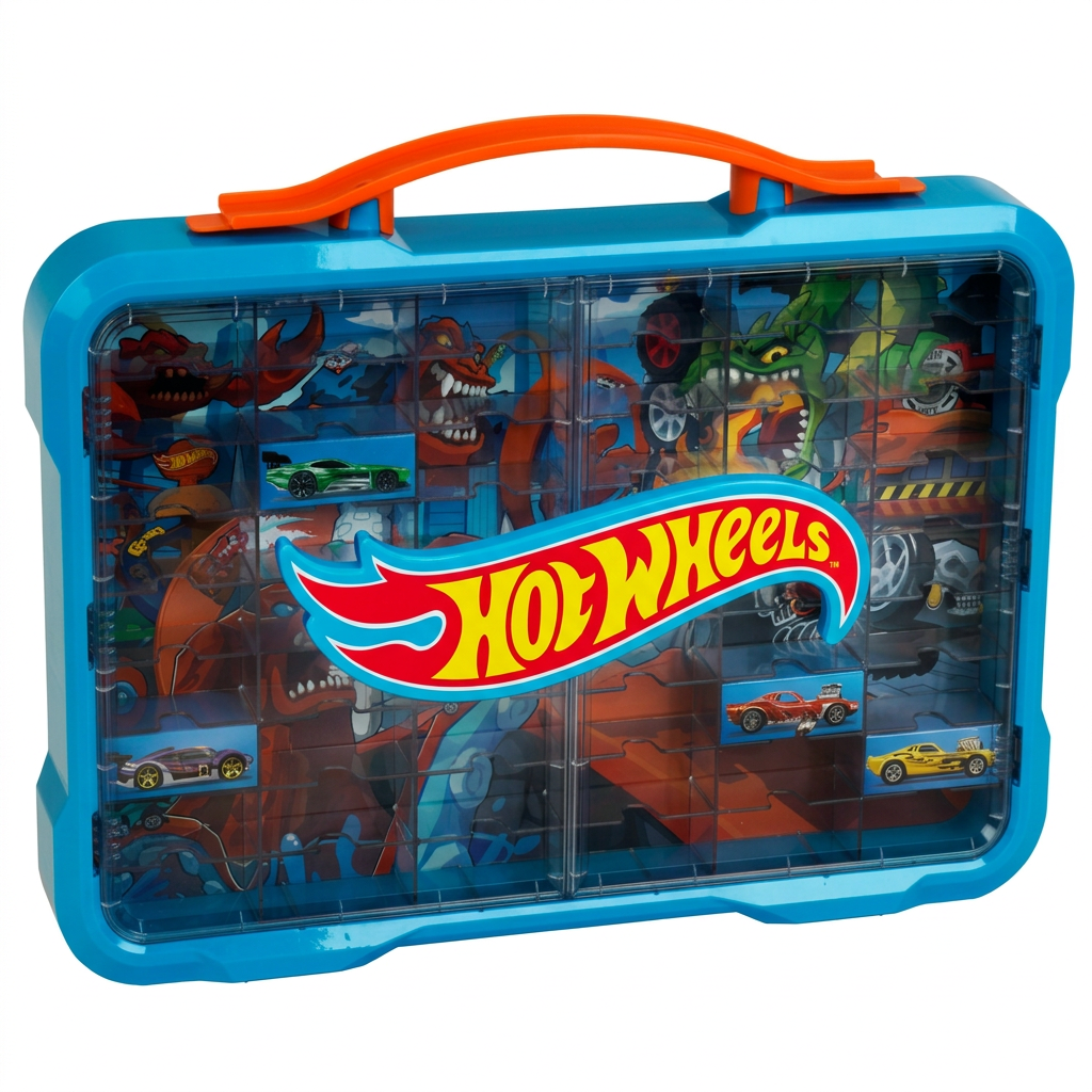 Theo Klein Hot Wheels Valise de Présentation 2408 avec Fonction Lumineuse pour 54 Voitures