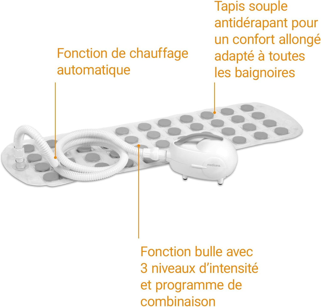 Medisana MBH Tapis de bain hydromassant, diffuseur d'arômes, 3 niveaux d'intensité, fonction minuterie