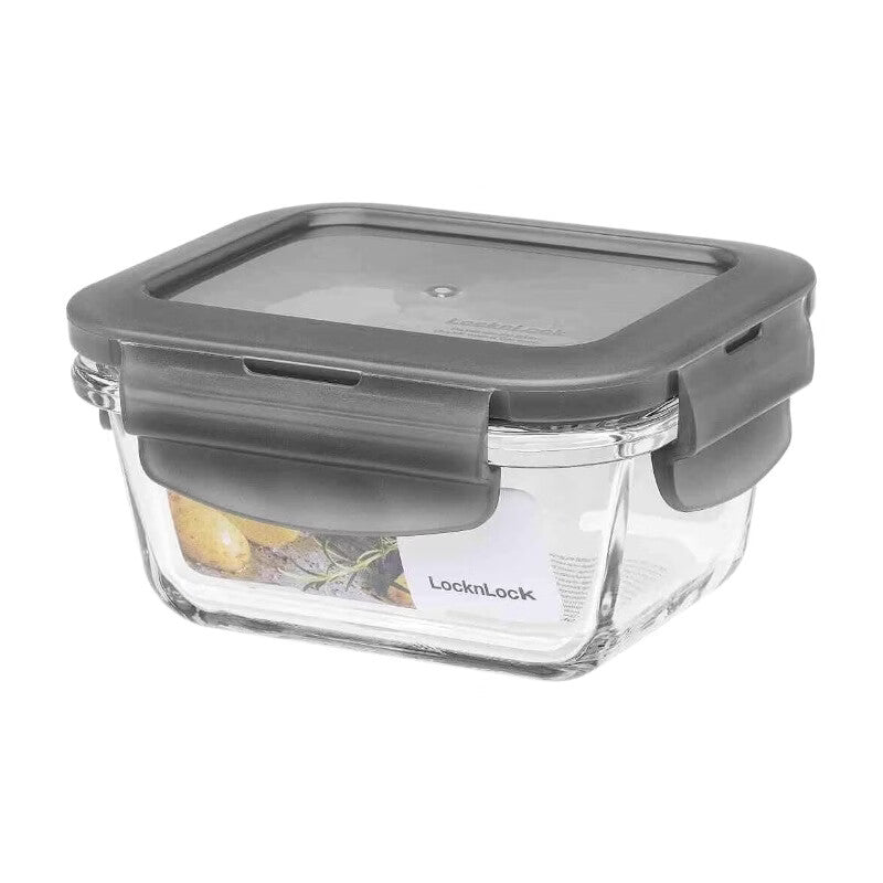Euro boîte en verre résistante au four, carrée, 500 ml - couvercle gris