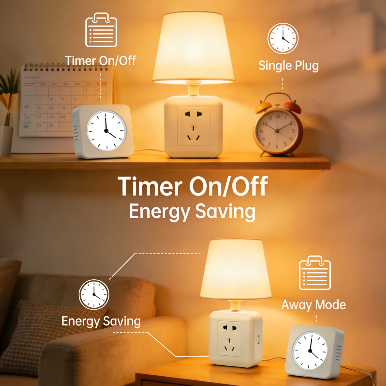 Antela Lot de 4 prises connectées WLAN 16 A avec mesure de la consommation d'énergie, compatible avec Alexa/Google Home, sécurité enfant, application Smart Life, 2,4 GHz et 3680 W