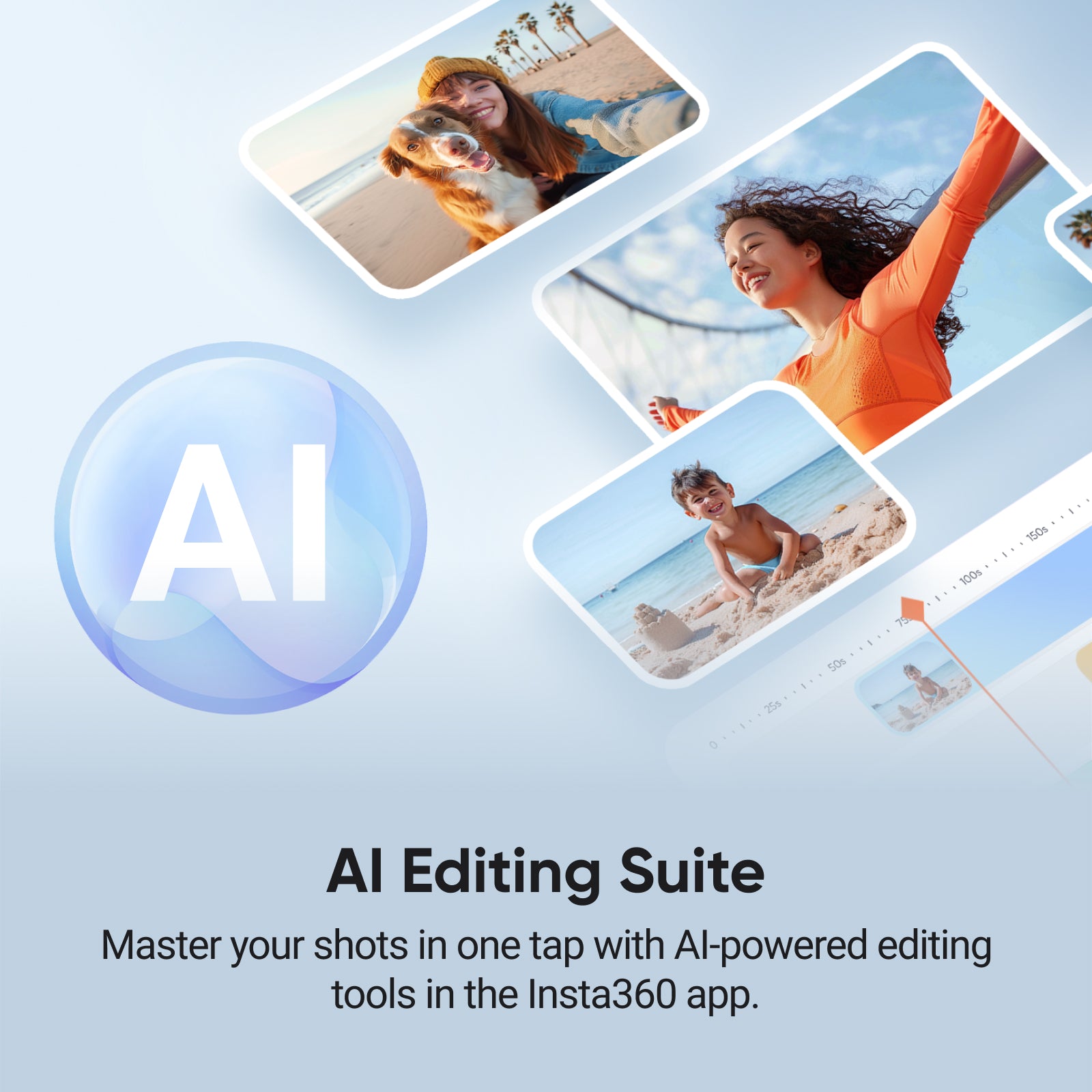 Insta360 Flow 2 Pro AI Tracker Bundle Blanc Glacier - Stabilisateur pliable pour smartphone avec IA, suivi dans plus de 200 applications avec Apple DockKit, suivi panoramique à 360°