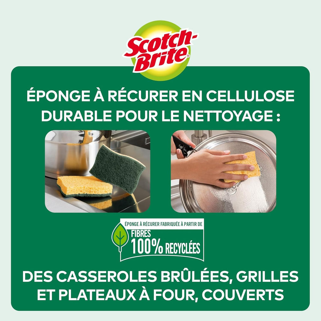 SCOTCH BRITE Éponges grattantes vertes super absorbantes double face 3 éponges