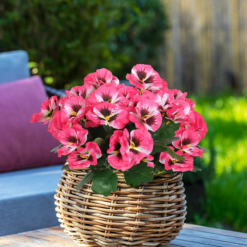 Yuejia Lot de 4 fleurs de pensées artificielles 11 po/28 cm, fleurs factices d'extérieur, plantes en plastique, fleurs artificielles en soie pour décoration de porche d'entrée, jardin