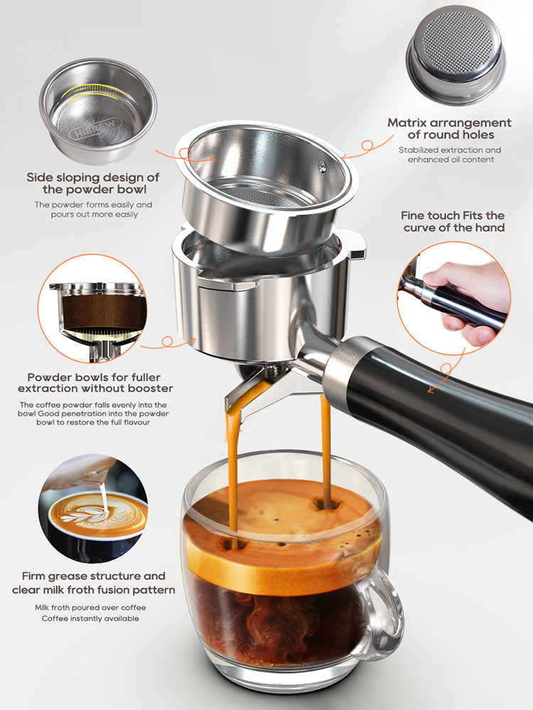 HiBREW H10B Machine à café expresso et cappuccino semi-automatique 20 bars, température réglable, chaud/froid, super fine