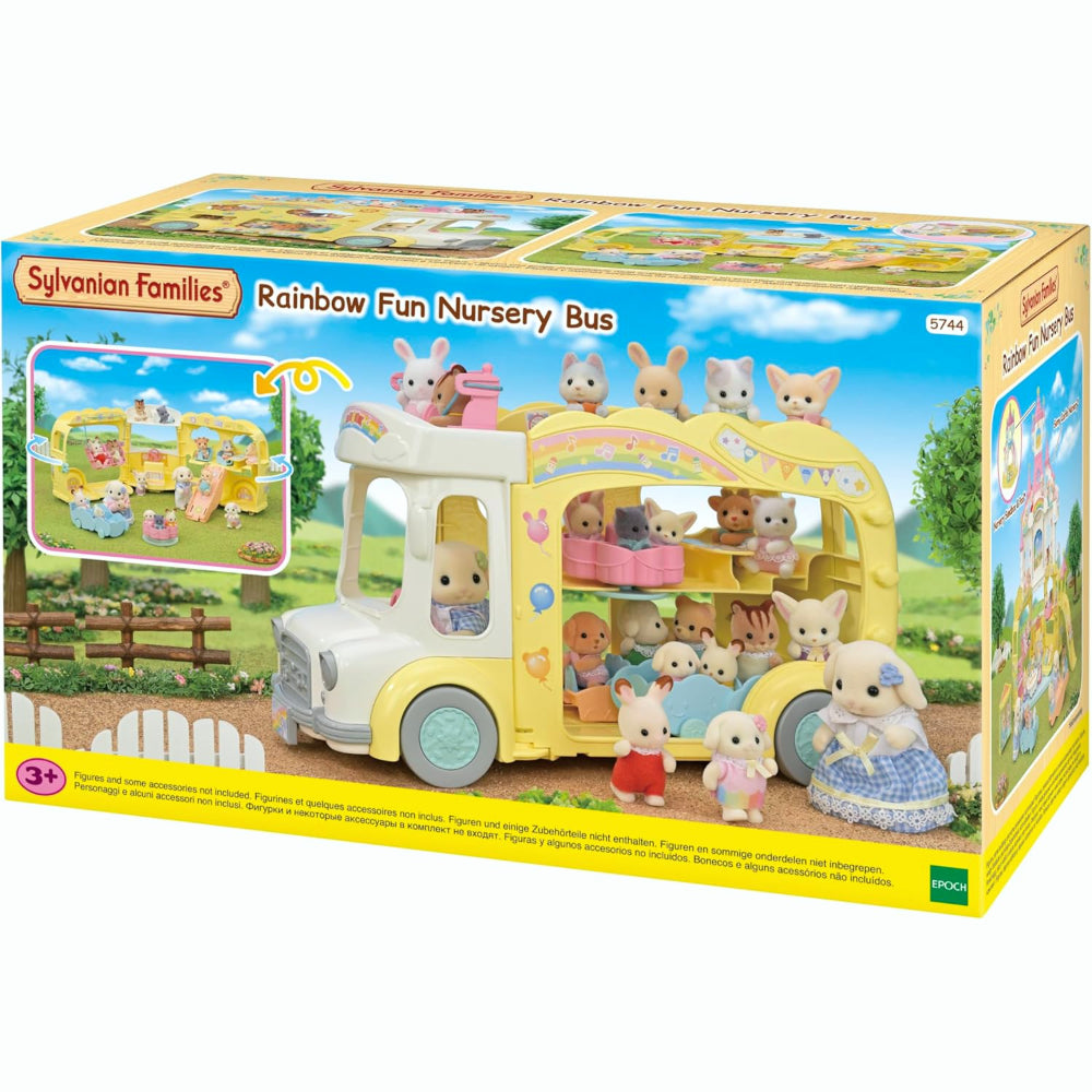 Sylvanian Families Coffret de Jeu Autobus de Crèche Amusant Arc-en-ciel