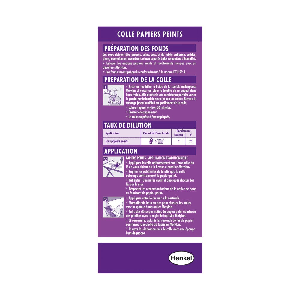 Henkel Metylan Spécial | Colle Papiers Peints (paquet De 200g) - Renforcée Pour Papiers Peints Lourds, Spéciaux Et Vinyles â€“ Repositionnable Pour Pièces Humides Jusquâ€™à 25 M²