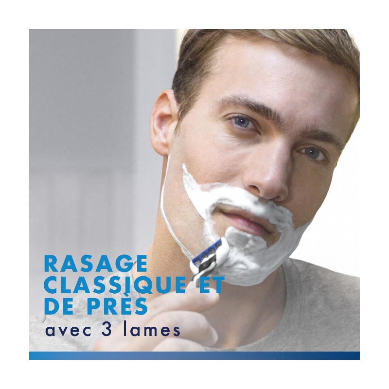 Gillette Mach 3 Turbo Rasoir pour hommes avec 2 lames de rechange, Gris