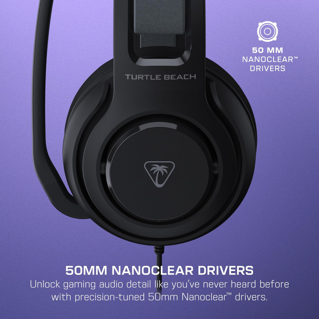 Turtle Beach Atlas 200 Casque Gaming PC Filaire (Prise Jack 3,5 mm) - Micro Flip-to-Mute - PC - Noir