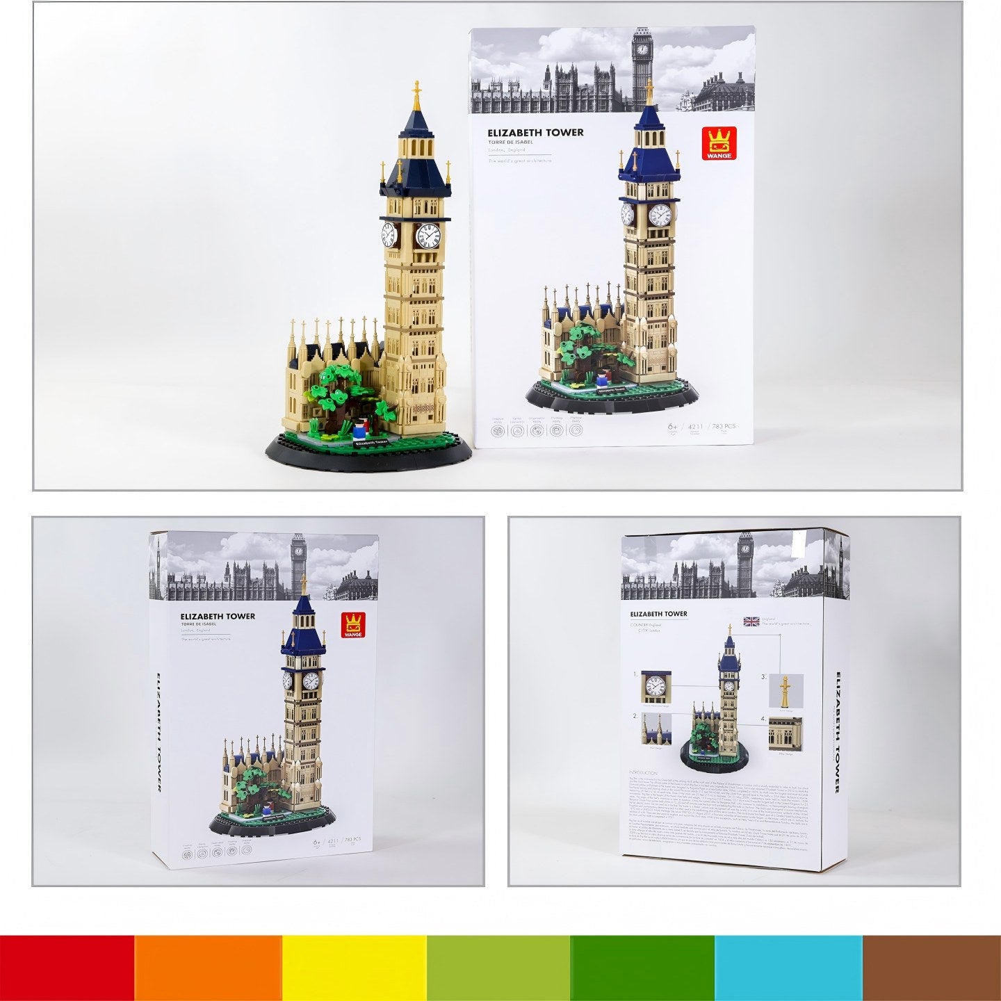 WANGE Kit de briques de construction Tour Elizabeth, Londres, Royaume-Uni pour constructeurs amateurs