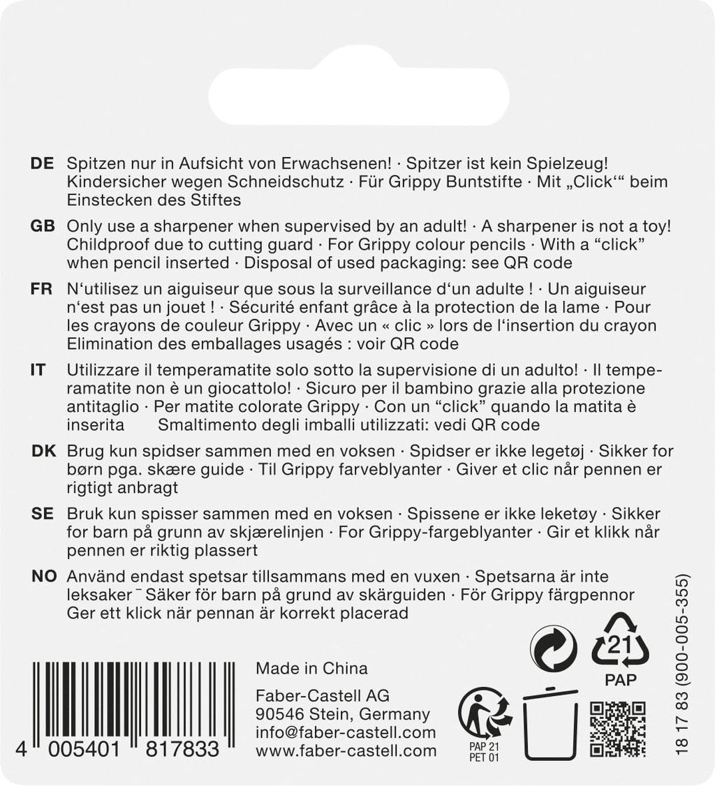 Faber-Castell Taille-crayon individuel pour crayons Grippy
