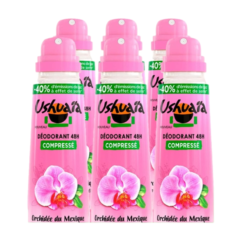 USHUAÏA Déodorant Spray Orchidée du Mexique 48h Anti-Traces, 100 ml