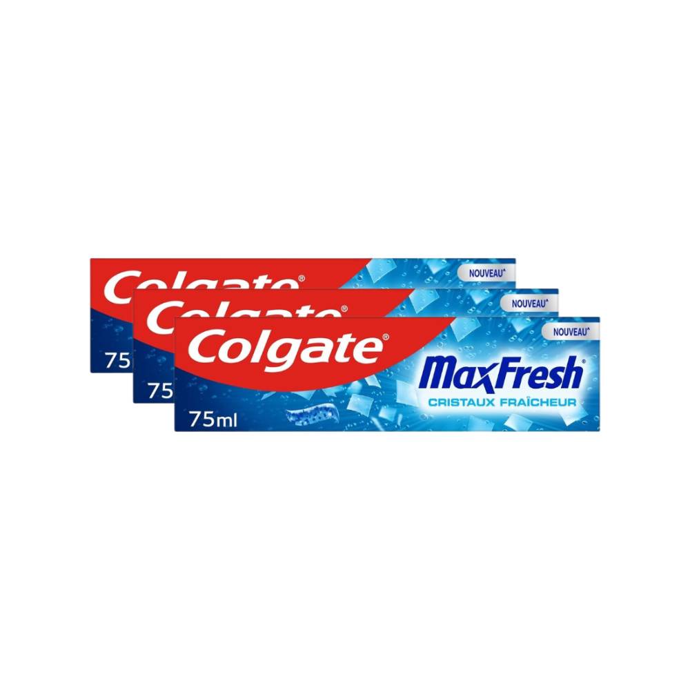 Colgate Max Fresh Dentifrice Fraîcheur Cristalline - 75 ml - Lot de 3 (3 x 75 ml = 3 tubes)