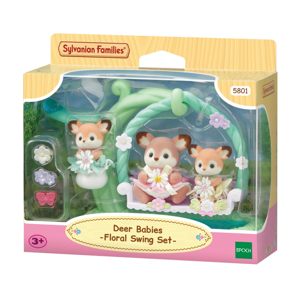 Sylvanian Families Coffret de Jeu Balançoire Florale Bébés Cerfs