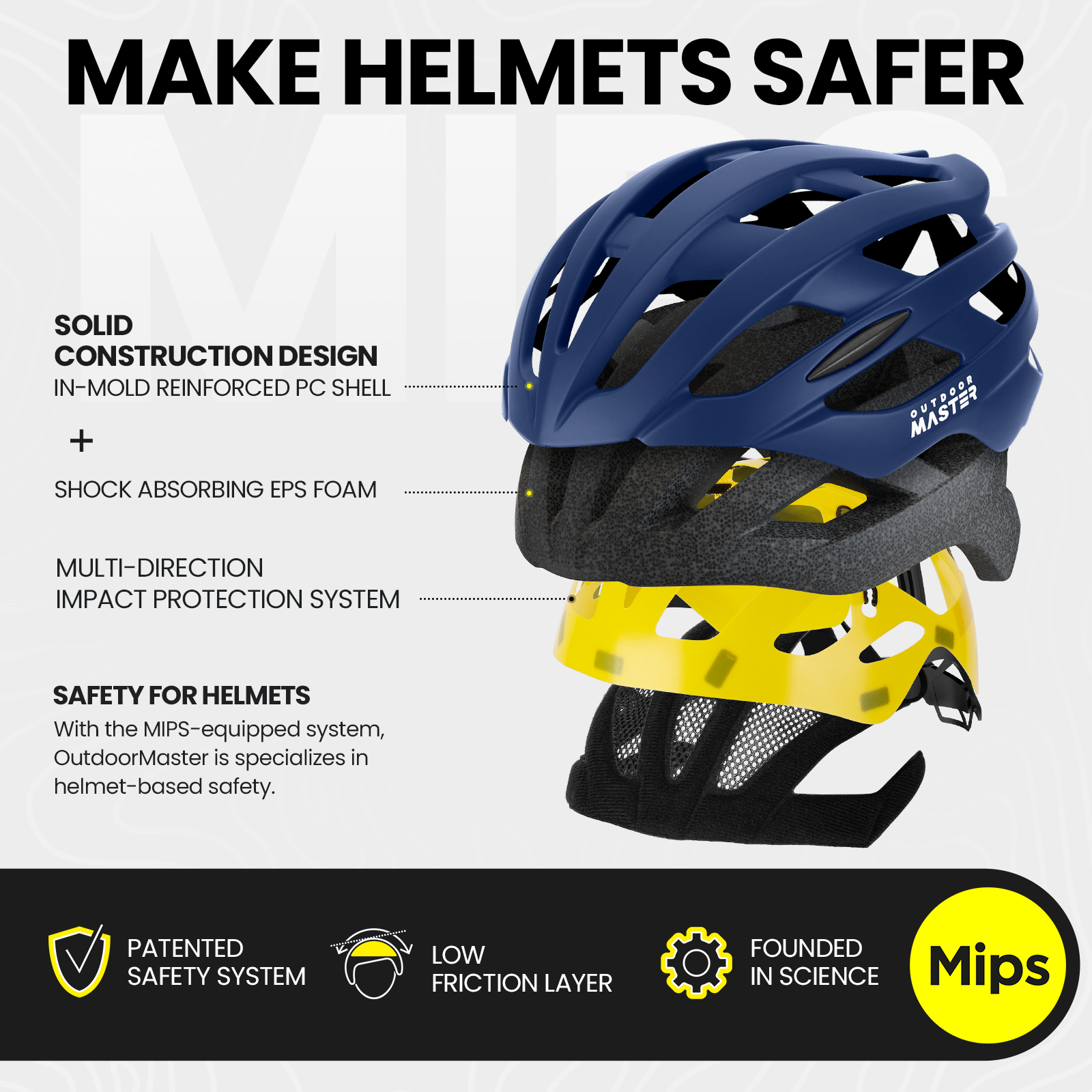 OutdoorMaster MIPS Casque de vélo de route pour adultes bleu - Taille M