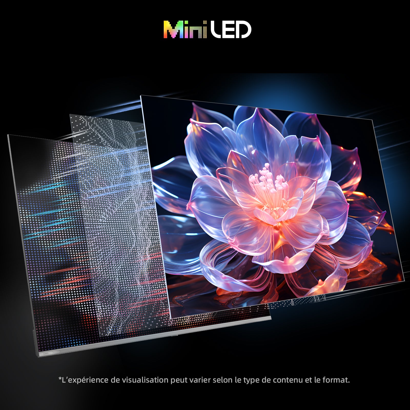 CHiQ M55QN9E 55" 4K UHD Mini LED QLED TV | 100 Zones Local Dimming | Dolby Atmos/Vision | DLG 120 Hz + MEMC | Google TV (Android 14)