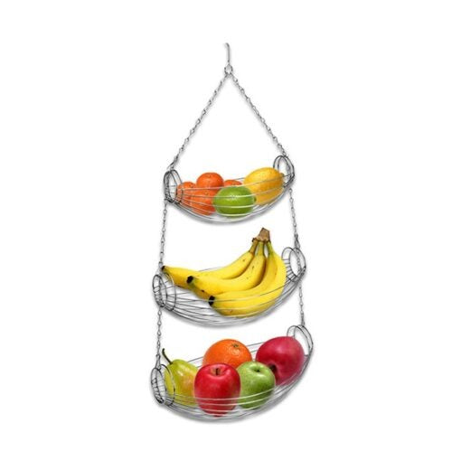 Panier à fruits suspendu - Métal - Chrome - 15 x 72 cm
