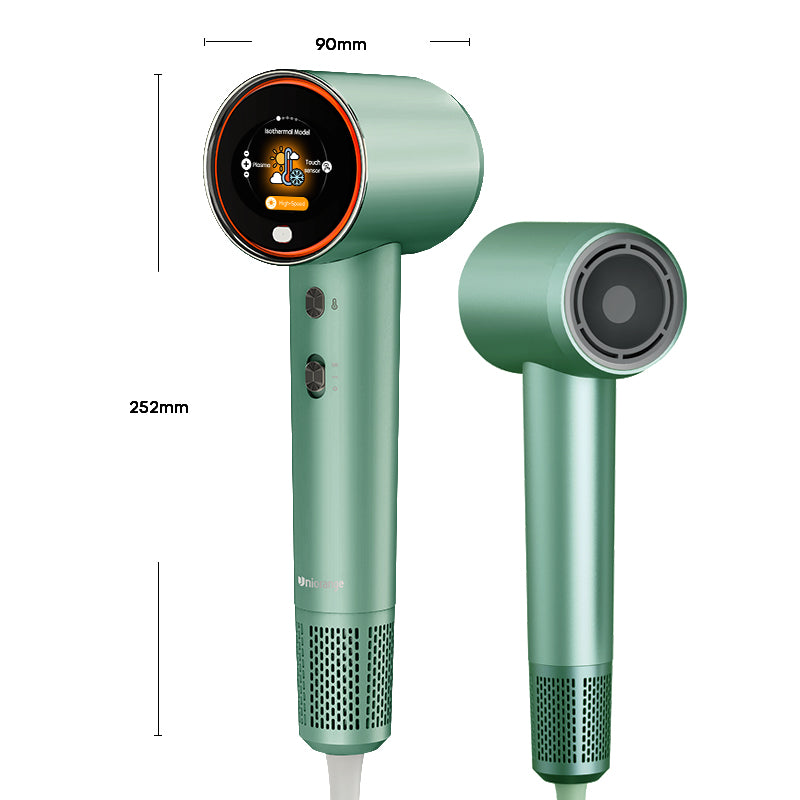 Uniorange H6 Sèche-cheveux haute vitesse à ions plasmas, écran LCD HD, 5 modes intelligents, 1600 W de puissance et 1 milliard d'ions plasmas, moteur haute vitesse 110 000 tr/min