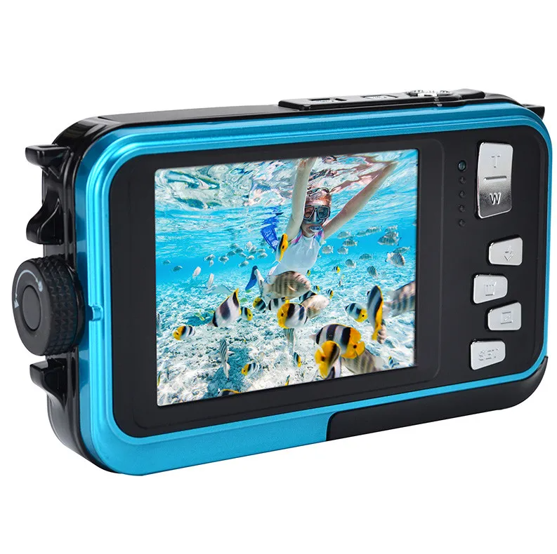 AGFAPHOTO Appareil photo numérique compact étanche 24 MP zoom numérique 16 x double écran - Bleu