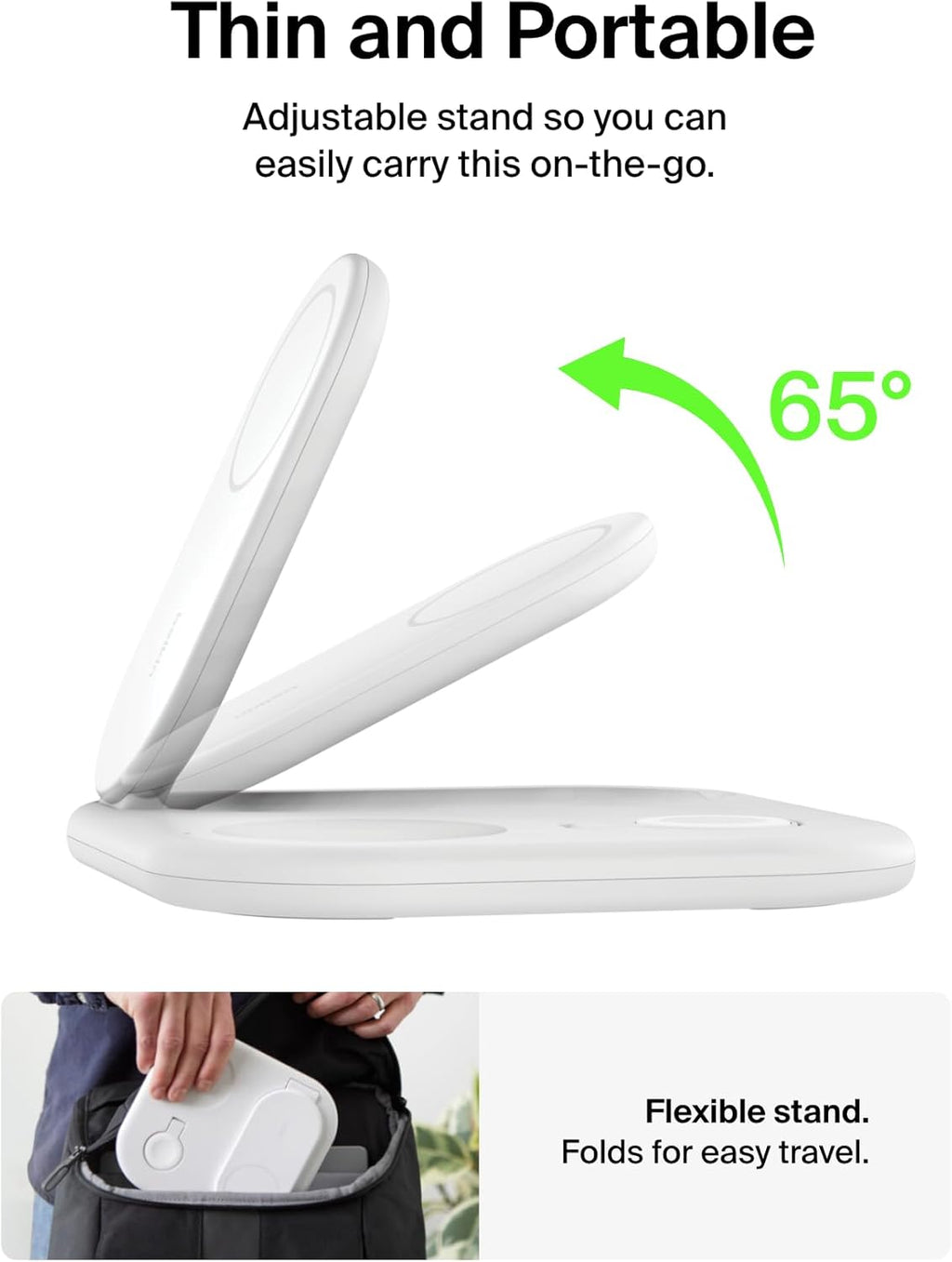Belkin BOOST CHARGE Station de charge sans fil Qi2 3-en-1 15 W blanc