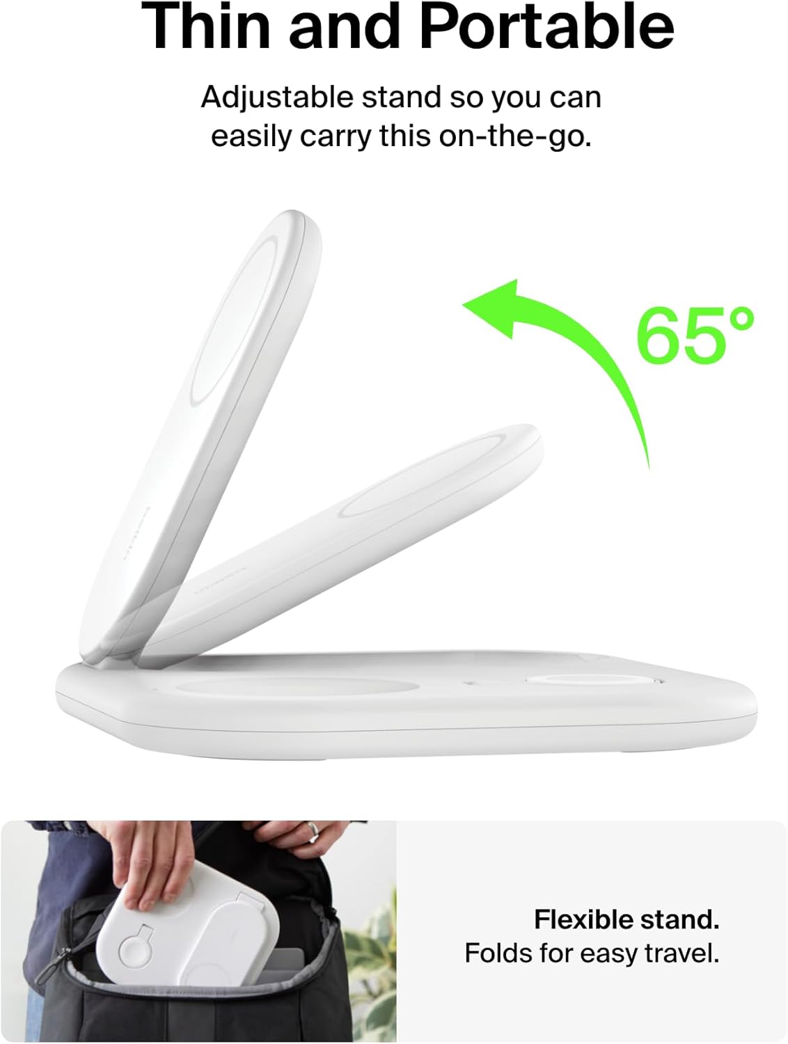 Belkin BOOST CHARGE Station de charge sans fil Qi2 3-en-1 15 W blanc