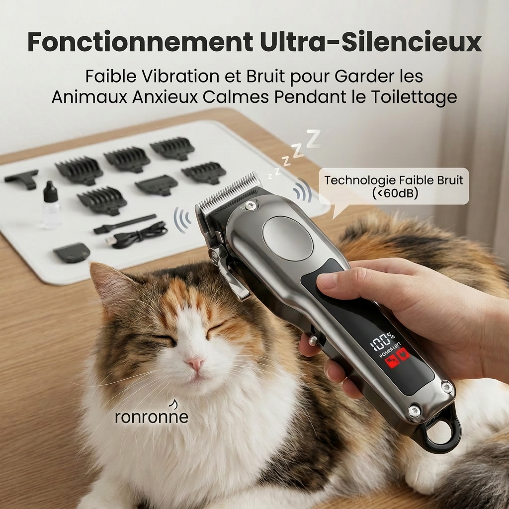Blinkit tondeuse pour animaux conçue pour les poils épais et lourds / faible bruit avec 10 sabots, rechargeable