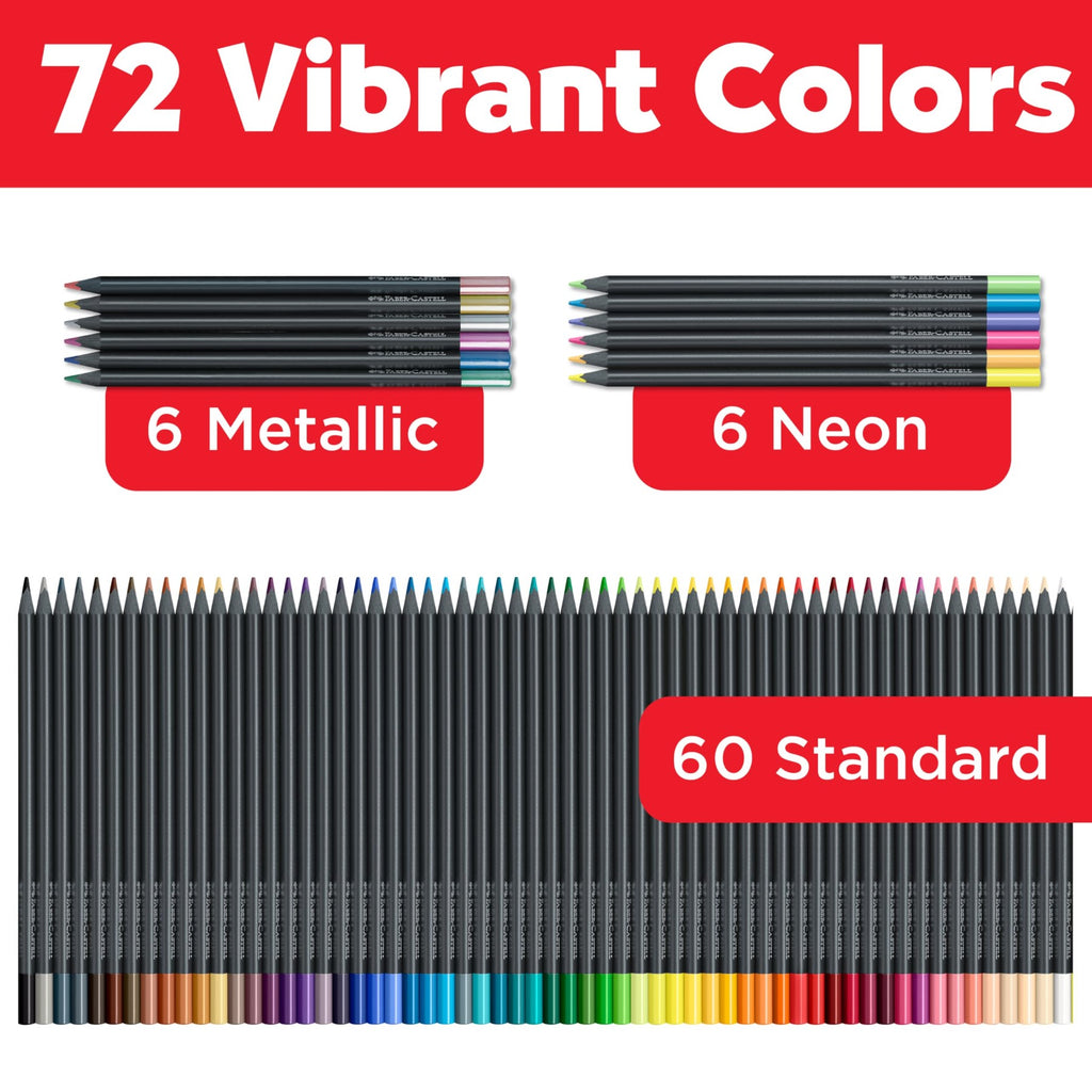 Faber-Castell Black Edition Set de Crayons de Couleur 72 avec Trousse