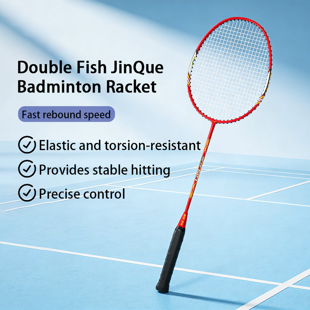 DOUBLE FISH JinQue Lot de 2 raquettes de badminton 1503 en carbone et aluminium - Rouge