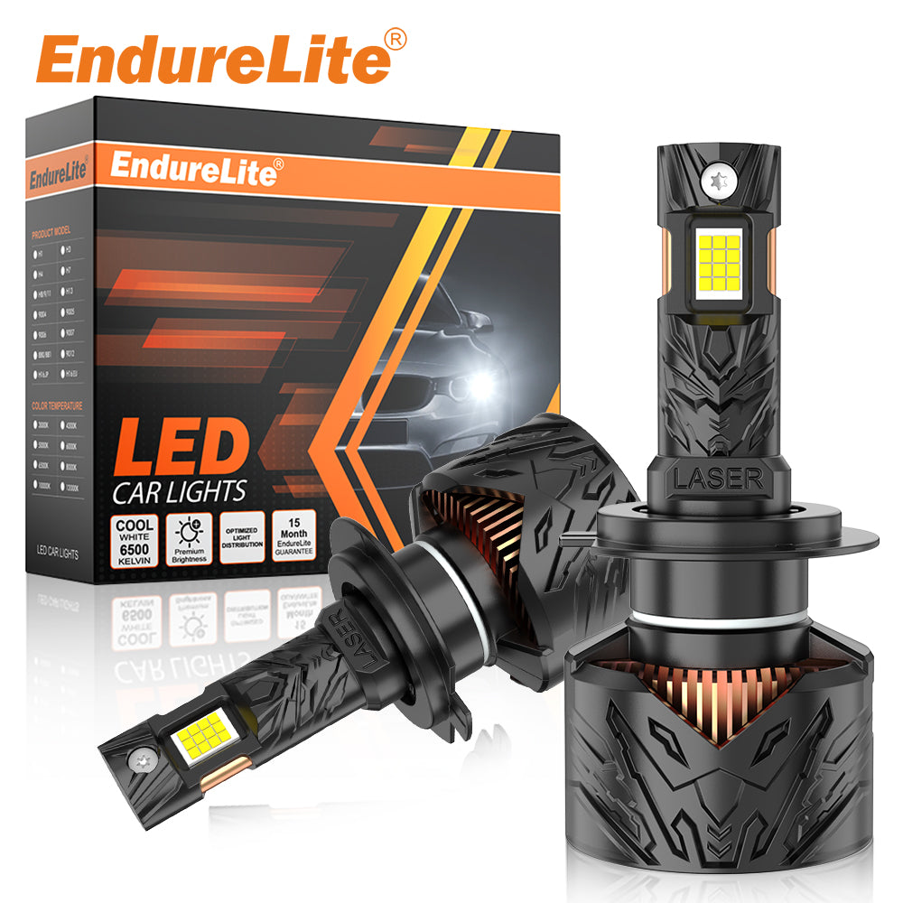 ENdureLite H8/H9/H11 H7 H4 9005 9006 9012 Phare LED, luminosité de 20 000 lm, conception de puce CSP 1:1, 300 % plus lumineux, étanche IP68, système de refroidissement efficace