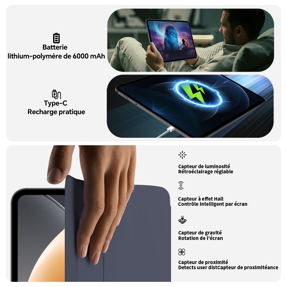 Teclast T65 : écran 13,4" 120 Hz, Android 16, processeur 2,2 GHz, 20 Go RAM (8+12 Go virt.) + 128 Go, double SIM 4G + Wi-Fi 5G, Widevine L1, 13 MP, BT5.0, GPS, housse + clavier BT.