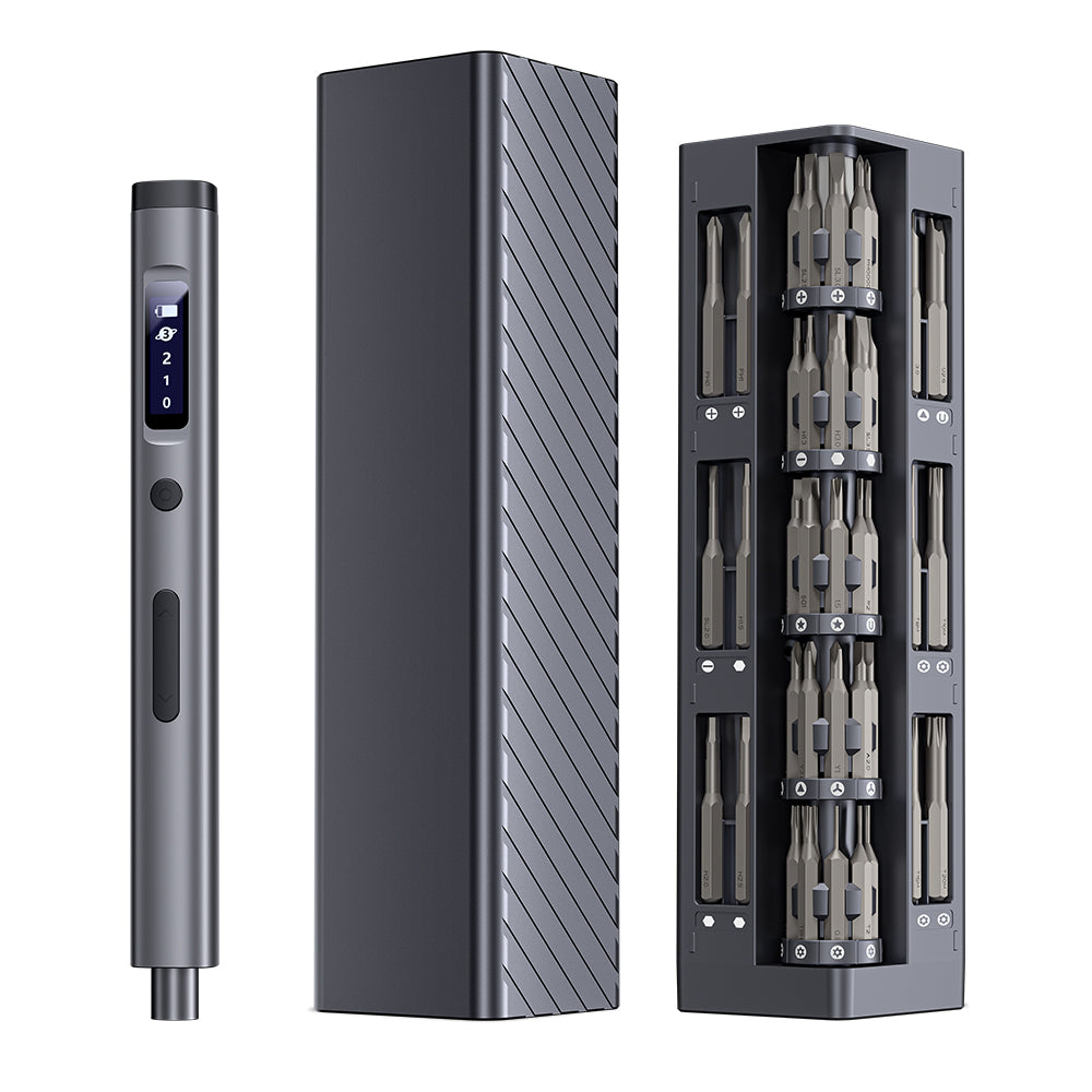 EasyWox 57-en-1 Kit de tournevis électrique avec batterie Lithium 500 mAh, 52 embouts, charge rapide en 90 minutes, couple 0.1-0.35N.M, utilisation continue de 1 heure et boîte de rangement magnétique